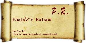 Paxián Roland névjegykártya